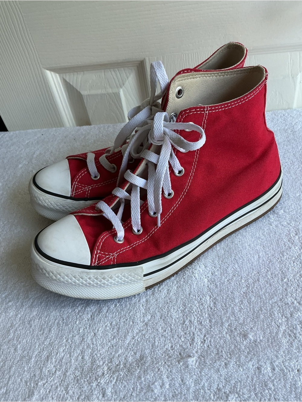 Converse Kids Red High-Top Sneakers with White Accents